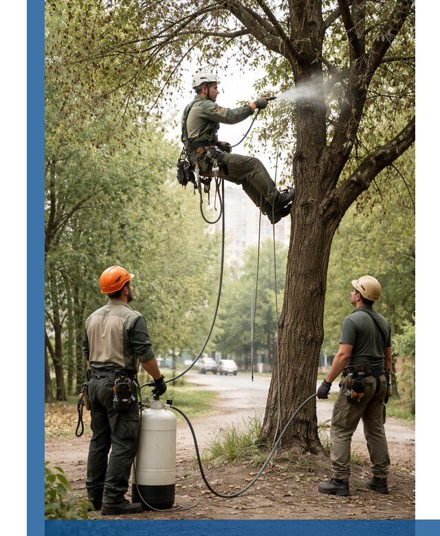 Обработка деревьев от вредителей в Мирном профессиональная защита