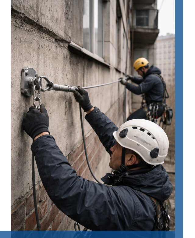 Монтаж анкерных линий в Мирном от 3033 р. | ВЫСОТНИК-Мир