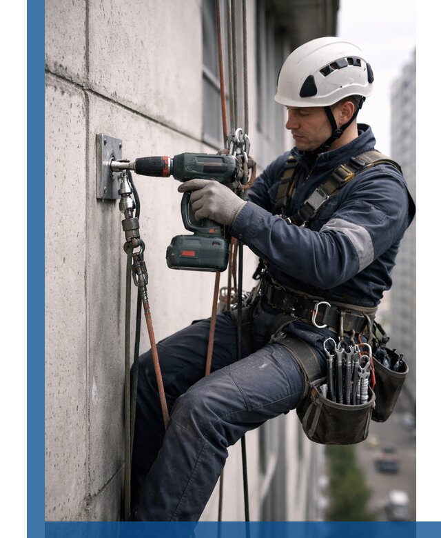 Установка анкерных точек для высотных работ в Мирном